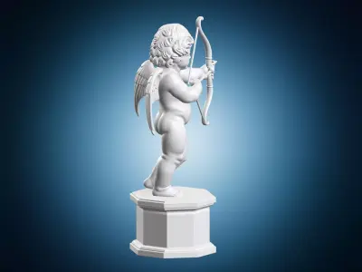 Cupid Angel Statue Bow and Arrow 3D print model