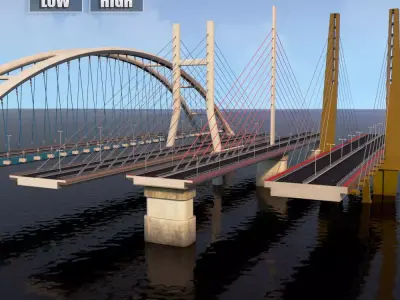 Suspended water road bridge pack collection 3D model