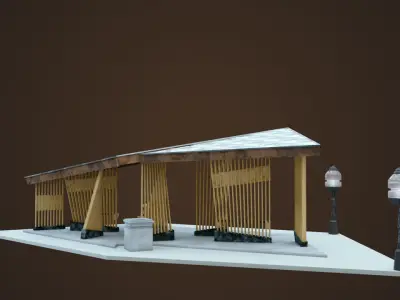 Bus Stop Low-poly 3D model