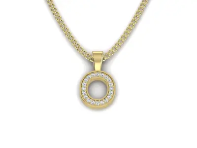 Pendant O with diamonds in shape of 3D print model