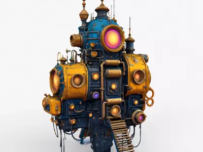 Steampunk Machine High Detail 3D model
