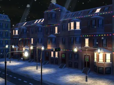 Cartoon Buildings Constructor Low-poly 3D model