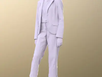 Francine 11280 - Masked Asian Woman Standing Low-poly 3D model