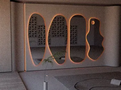 Mirrors Sketchup Model with lighting  3D model