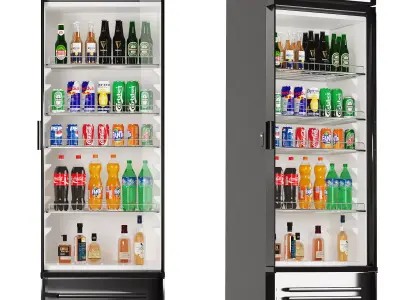 Store Refrigerator Bottles and Cans Low-poly 3D model