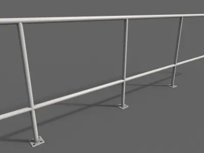 PBR Pedestrian Guard Rail White V5 Low-poly 3D model