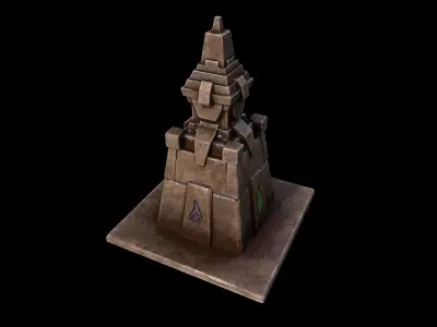 Stone tower - 4 elements Low-poly 3D model