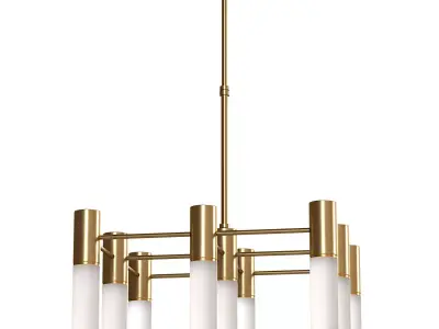 Etoile 9-Lights Natural Brass  White Glass Chandeliers 3D model