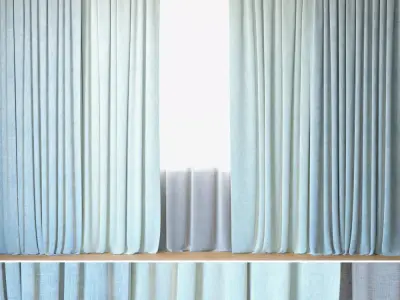 Curtains 04 Curtains with Tulle Linum 3D model
