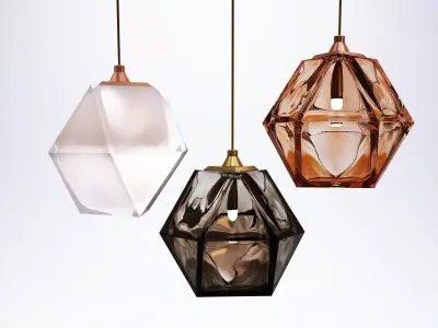 Welles Double Blown Glass Pendants 3D model