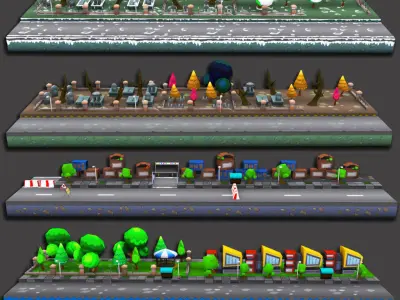 3D platformer level art pack Low-poly 3D model