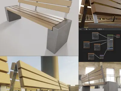 Street Bench 10 Version 1 2 and 3 3D Model Pack