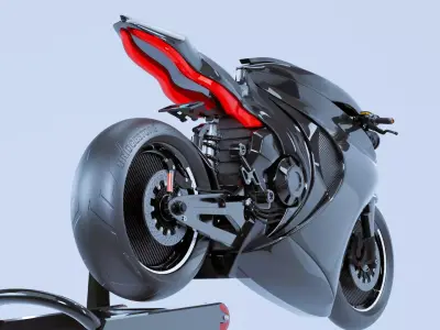 Futuristic Concept Motorcycle Black 3D model
