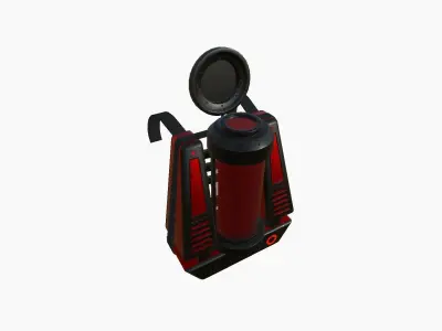 SciFi Backpack J08 Black Red - Fashion Character Design Low-poly 3D model
