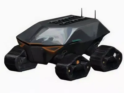 Futuristic Sci-Fi Tracked Rover Vehicle Low-poly 3D model