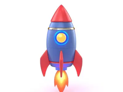 Stylized 3D Cartoon Fireworks Rocket Low-poly 3D model