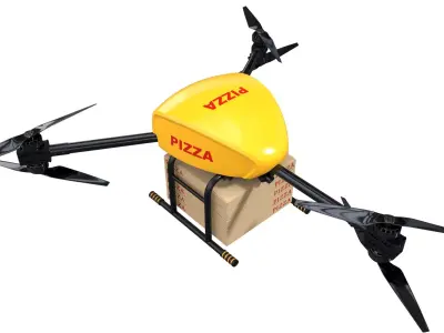 Pizza Drone Delivery Tricopter 3D model