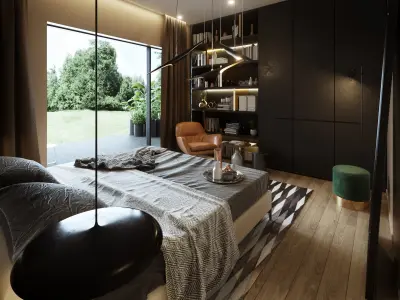 Bedroom Interior Scene for Cinema 4D and Octane Render 3D model