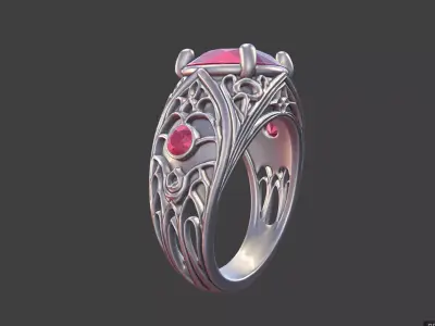 Gothic Cathedral Ring With faceted Stones 3D print model