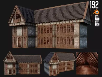 Old Medieval House Building 4K Textures GameReady 192 Low-poly 3D model
