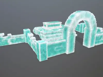 Stone Wall Set Low-poly 3D model