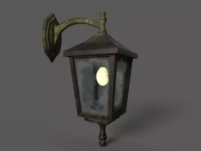 Old Rusted Outdoor Wall Lamp Low-poly 3D model purchase