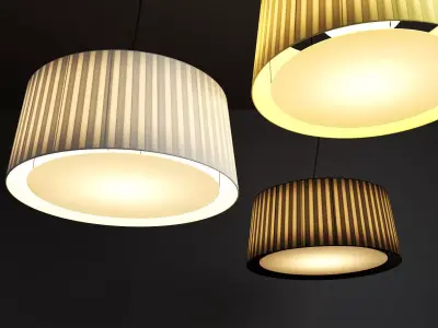 GT1000 pendant lamp with pleated shade 3D model
