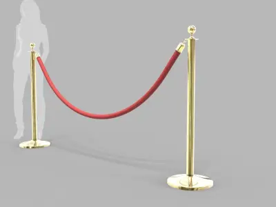 Red Velvet Stanchion Rope 3D model