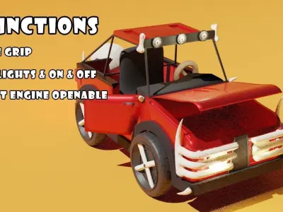 Cartoon Car Low-poly 3D model
