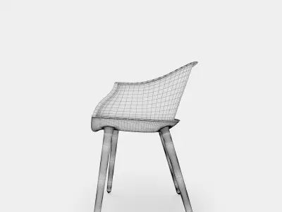 Round armchair and dining chair 3D model