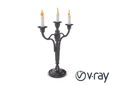 Symmetrical Black Candelabra 3D model pack Low-poly 3D model