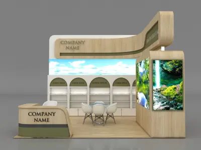 Booth Exhibition Stand Stall 5x5m Height 400 cm 3 Side Open 3D model purchase