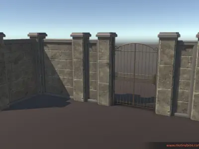 PBR Modular Fence Pack Low-poly 3D model