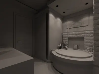 Bathroom modern with tub and shower 3D model