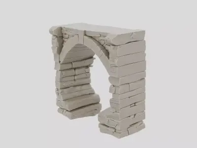 Fantasy Stone Bridge Pillar Ruin for 3D print Low-poly 3D model