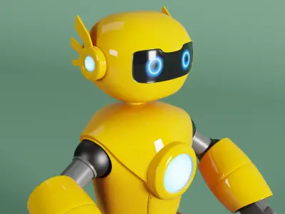 Stylized Yellow Robot - Rigged PBR Character 3D model
