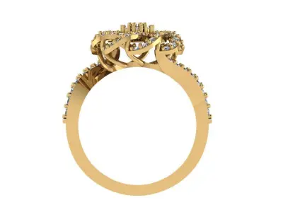Ring303 diamond flower ring gold 3D print model