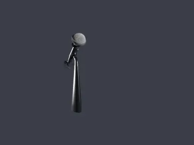 Microphone with microphone-stand Low-poly 3D model