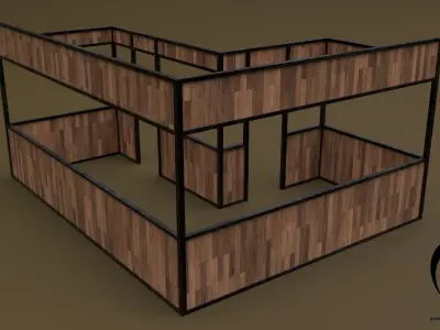 Stall stand 20 4in1 R - 4 PBR Texture 1 Model Low-poly 3D model