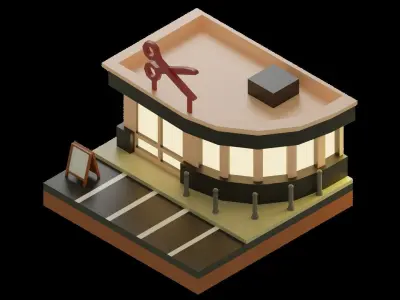 3D Low Poly Hair Saloon Low-poly 3D model