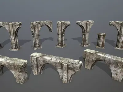 Arch set Low-poly 3D model