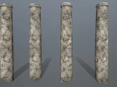 broken pillar Low-poly 3D model