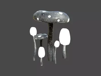 Fantasy Mushroom H10 Black - Scene Backdrop Design Low-poly 3D model
