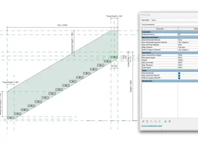 Floating Cantilever Wall Based Revit Staircase Family 3D model