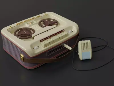 Vintage portable reel to reel tape recorder  3D model
