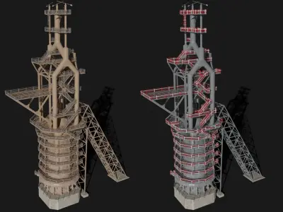 Blast Furnace Low-poly 3D model