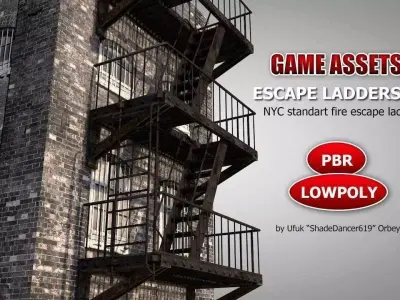 NYC Fire Escape Ladder Low-poly 3D model