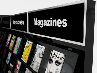 modular magazine shelf for book shop 3D model