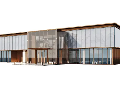 Modern Glass Pavilion Exterior 3D model