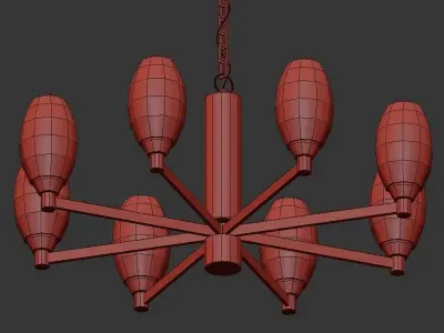 Julian chandelier with six lights in brass and clear glass 3D model